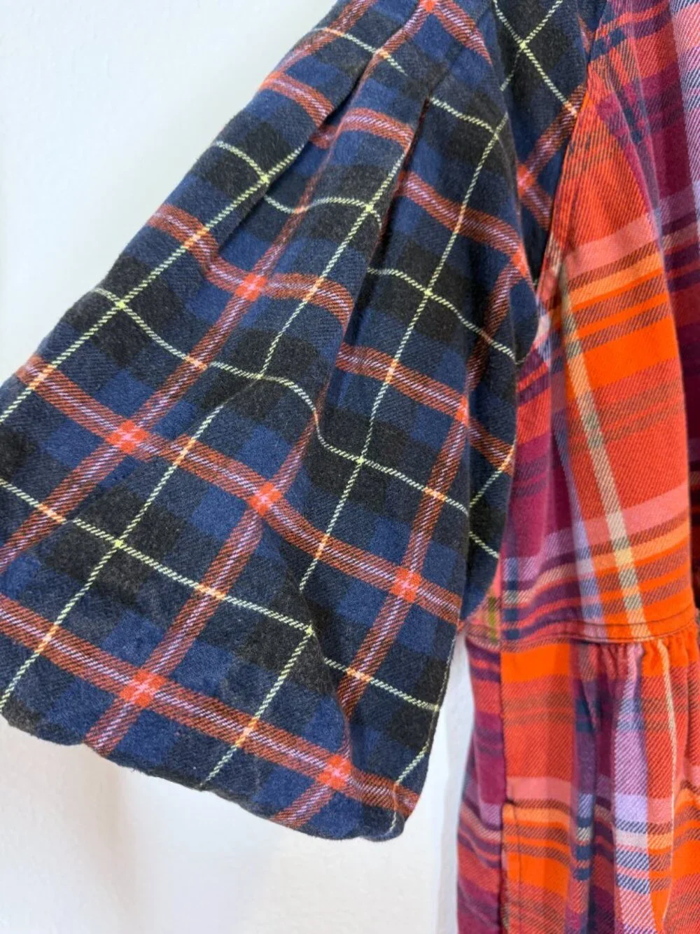 Free People Moon Bay Mixed Plaid Dress Babydoll Patchwork Western Small - Picture 7 of 14